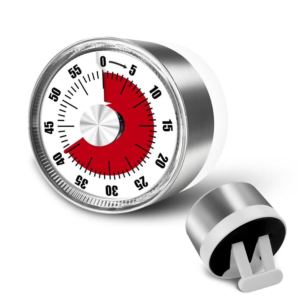 Visual Kitchen Timer 100% Mechanical Stainless Steel Body 0-60 Minute Timer Loud